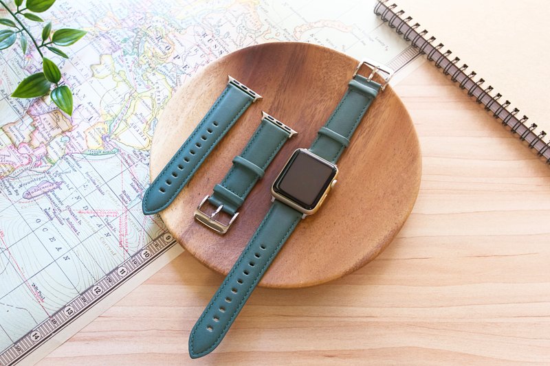当日出货 AppleWatch 意大利真皮手工表带 全系列 免费刻字包装 - 表带 - 真皮 绿色