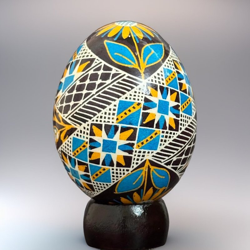 乌克兰复活节彩蛋 真鸡彩蛋 手绘蛋壳 胡特尔彩蛋 - 摆饰 - 其他材质 黑色