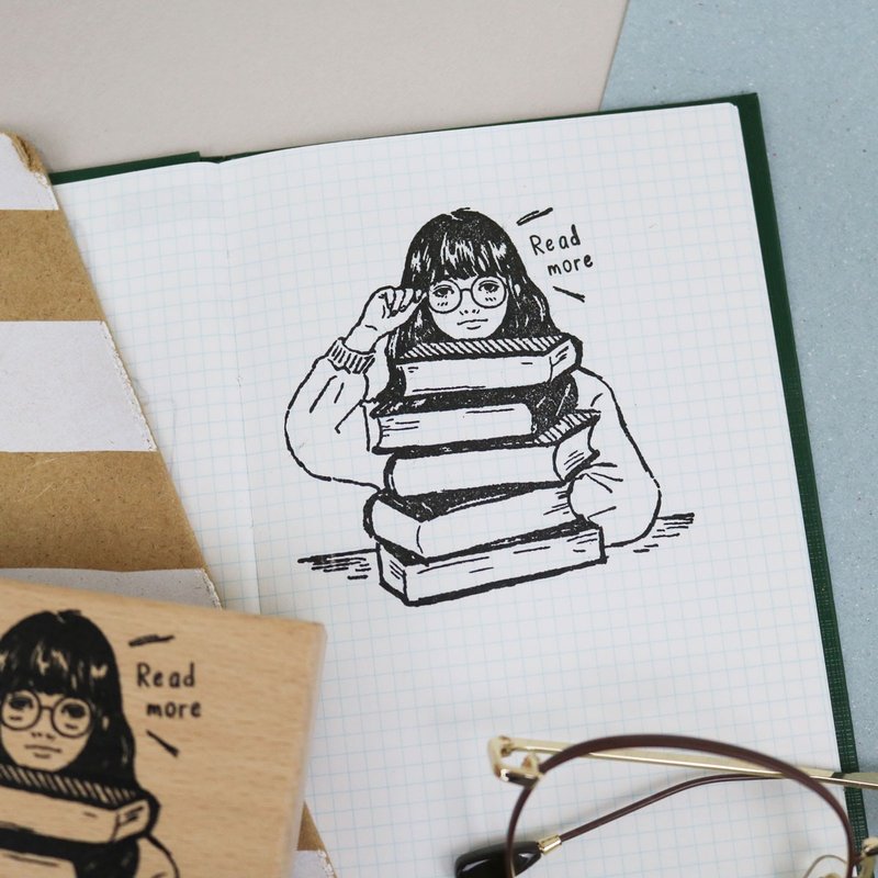 手帐专用印章 阅读女孩 - 印章/印台 - 木头 