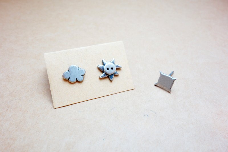 纯银自然小饰耳环 一个450元 - 耳环/耳夹 - 银 银色