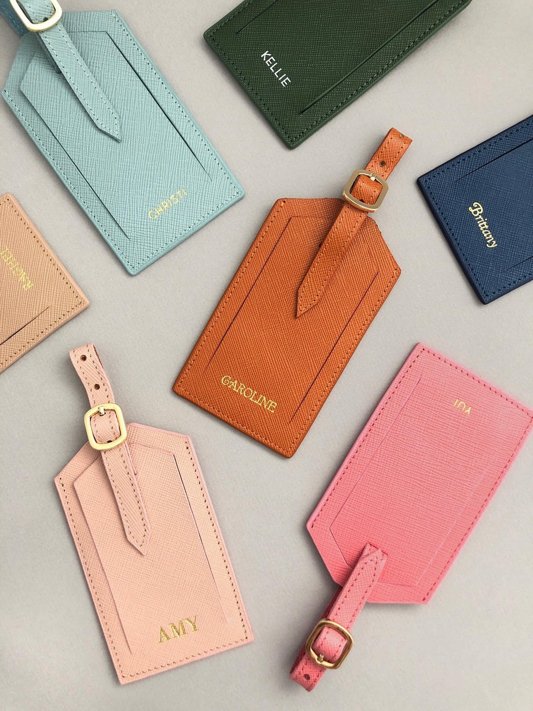 Personalized Leather Luggage Tag - 行李箱/行李箱保护套 - 真皮 卡其色