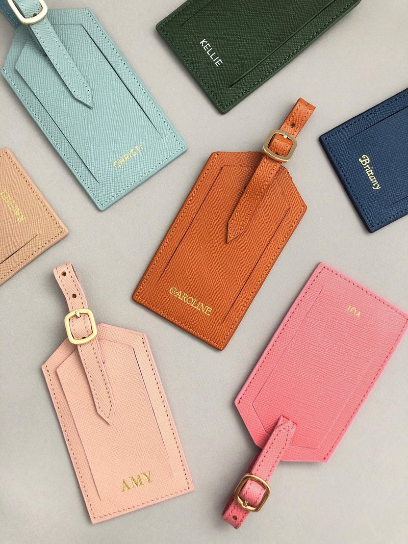 Personalized Leather Luggage Tag - 行李箱/行李箱保护套 - 真皮 卡其色
