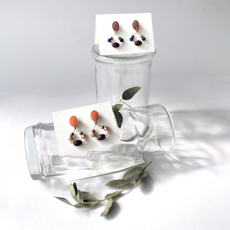 俏佳人银针耳环 - 耳环/耳夹 - 其他材质 红色