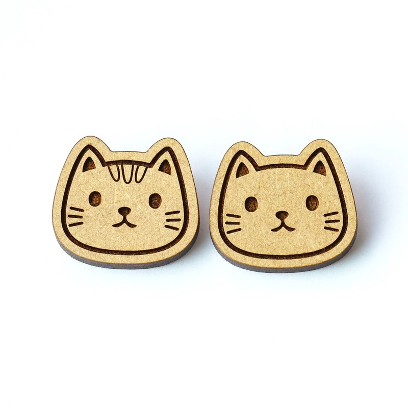 木制胸针-猫咪(随机出货) - 胸针 - 木头 咖啡色