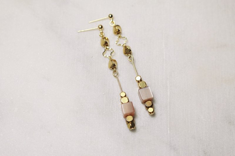 地仙 L'IMMORTEL 黄铜天然石耳环 /ve162 - 耳环/耳夹 - 石头 粉红色