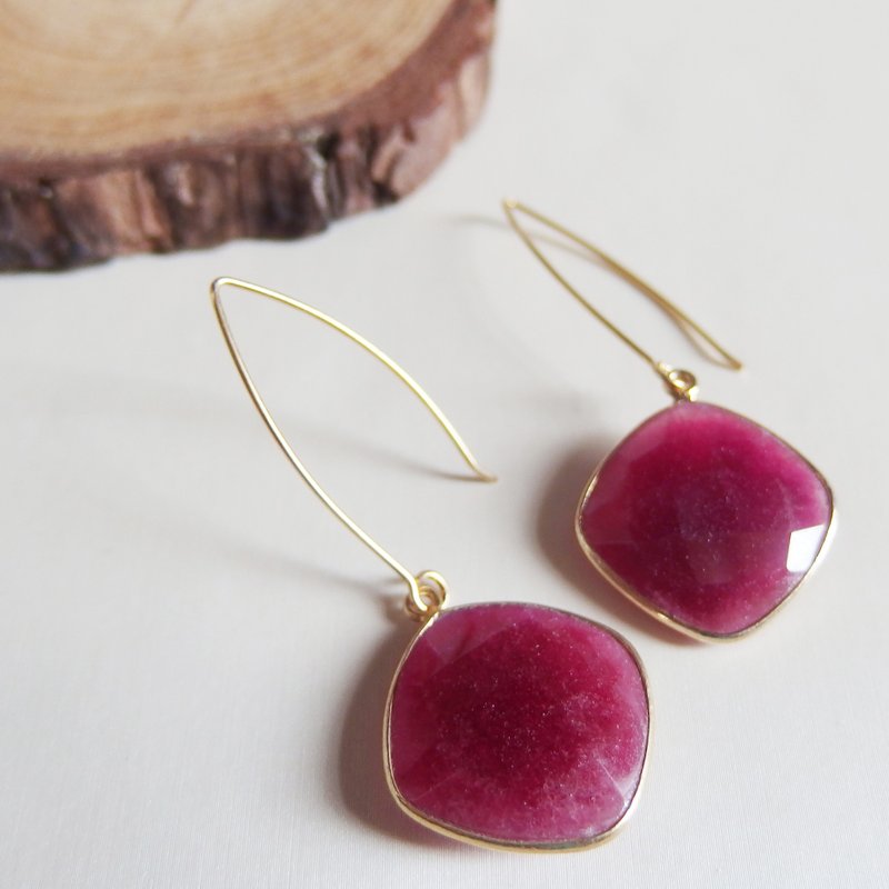 免邮优惠：七月诞生石红宝石【热情之石】耳环 - 耳环/耳夹 - 宝石 红色