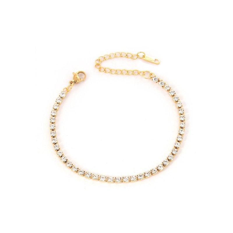 女士镀金锆石网球款手链 - 手链/手环 - 不锈钢 金色