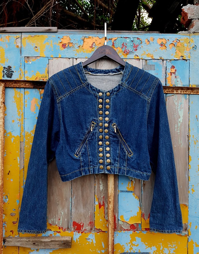 小龟葛葛 - 超帅气短版机车骑士单宁牛仔夹克 古着 VINTAGE - 女装休闲/机能外套 - 棉．麻 