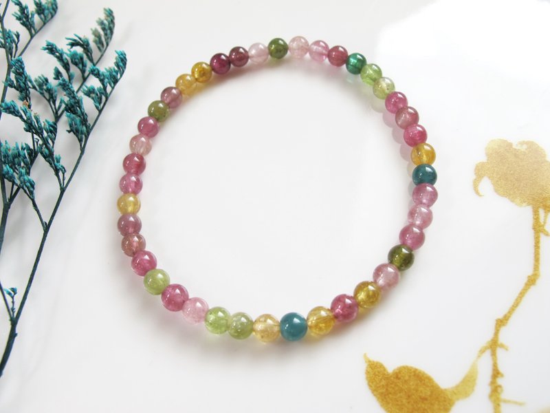 4.5mm碧玺 避邪 增加异性缘 偏财运【多采多姿】十月诞生石 - 手链/手环 - 半宝石 多色