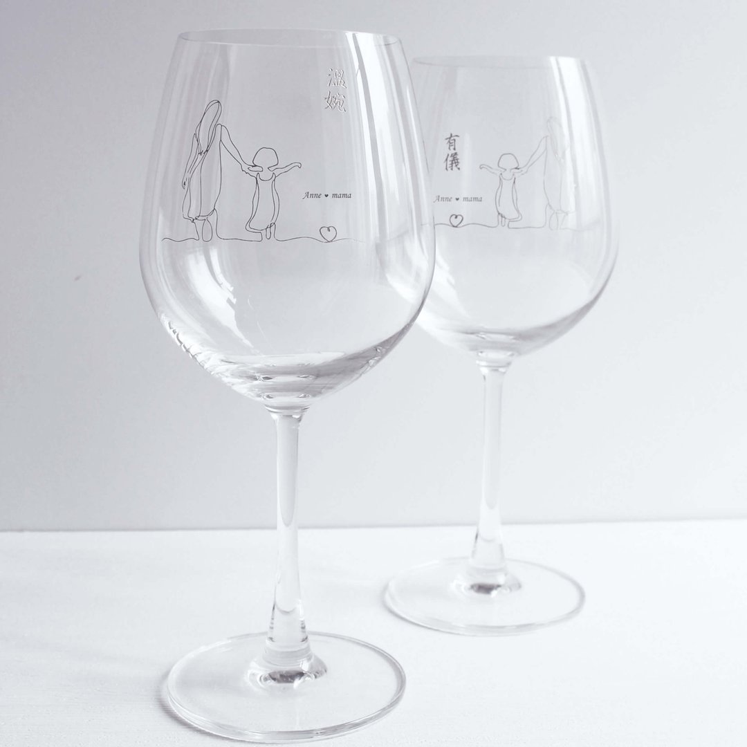 Minimalist简单爱系列|订制温婉有仪红酒对杯—文字雕刻 - 酒杯/酒器 - 玻璃 