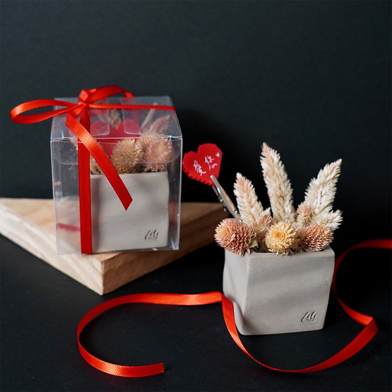 古意四方形座 水波纹/水泥/烛台/特别款/收纳盒【母亲节礼盒】 - 植栽/盆栽 - 水泥 灰色