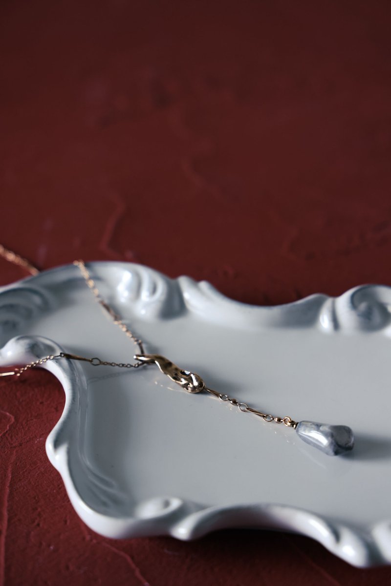 COR-DATE / 熔岩 / 水滴晕染短版项链 - 项链 - 其他材质 