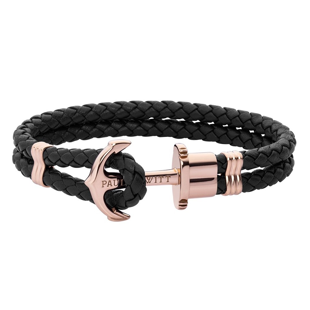 Paul Hewitt Anchor Bracelet PHREP Rose Gold PH-PH-L-R-B - 手链/手环 - 真皮 黑色