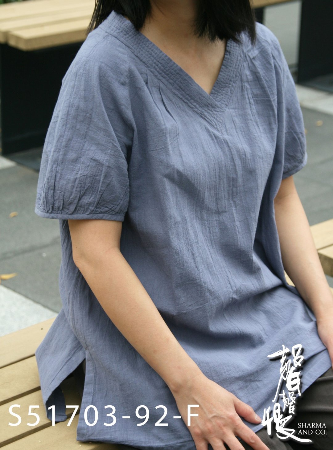 【声声慢】汉服元素清爽上衣 淑女穿搭 手工染布 中国风 棉麻 - 女装 T 恤 - 棉 多色