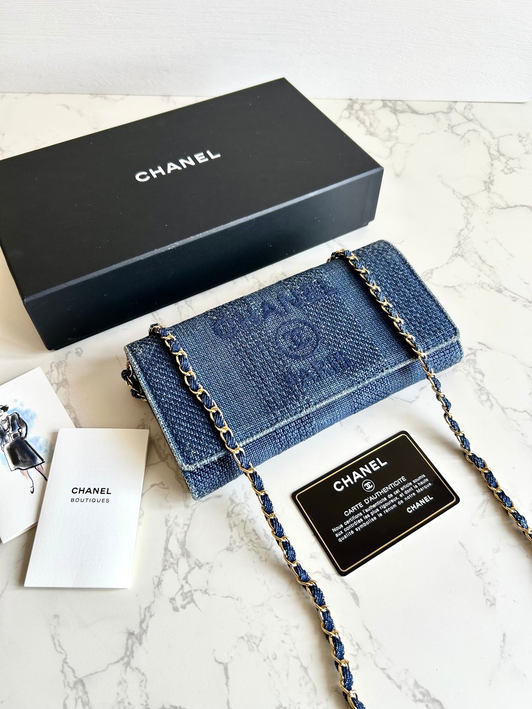 绝版古董包 Chanel牛仔蓝WOC 侧背包 斜背包 中古包 二手包 长夹 - 侧背包/斜挎包 - 真皮 蓝色