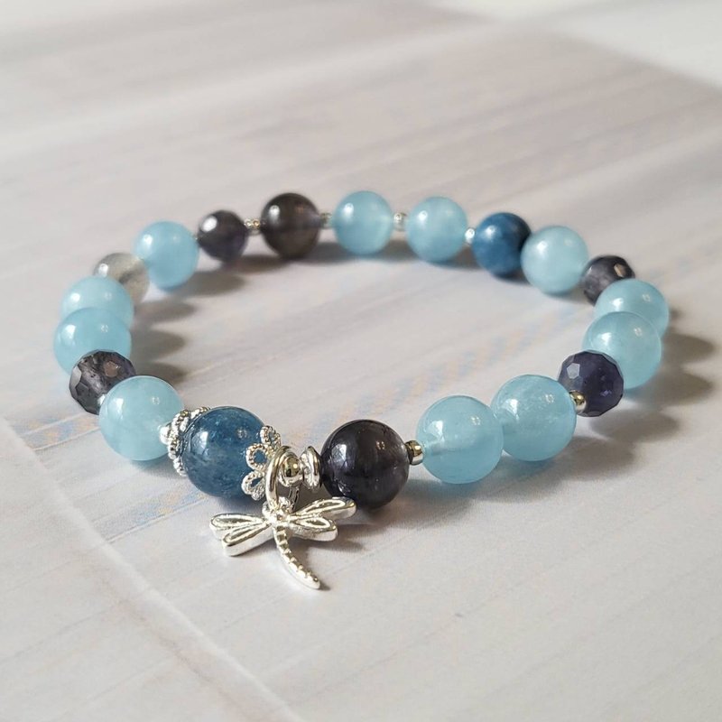 招财/贵人/桃花/沟通/勇气/护身~堇青石海蓝宝手链 - 手链/手环 - 水晶 