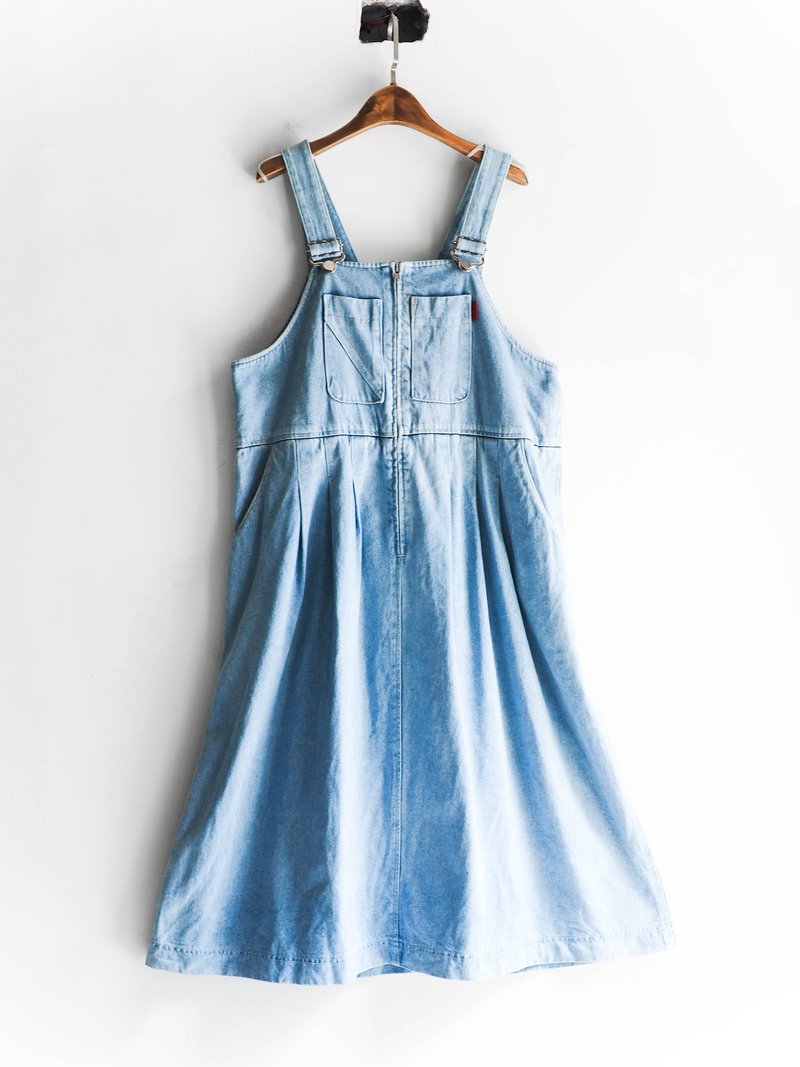 河水山 - 冰雪蓝岛根冰海之际 古董连身丹宁吊带长裙 overalls oversize vintage denim - 洋装/连衣裙 - 棉．麻 蓝色