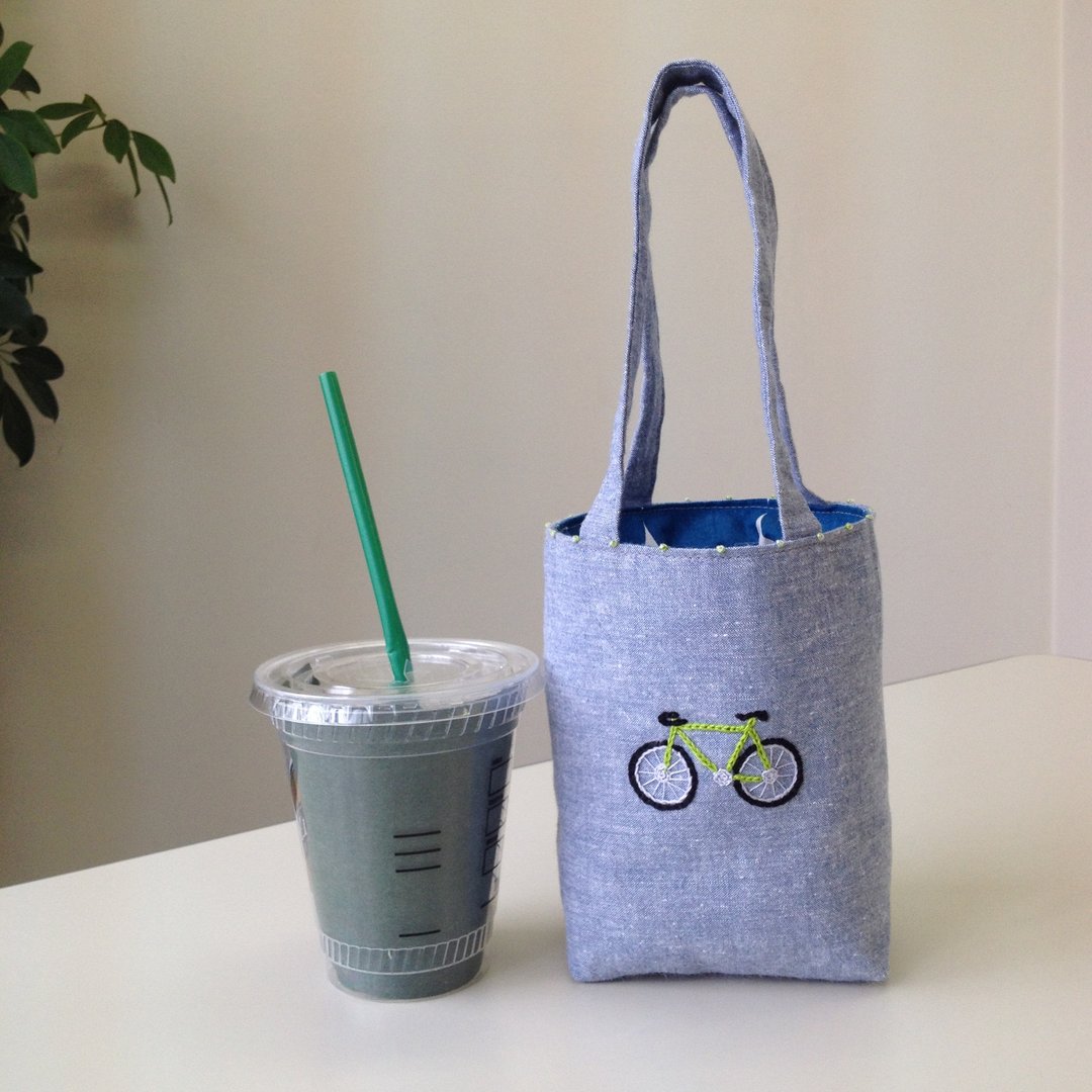 Cafe bag bicycle Minitoto - 手提包/手提袋 - 棉 蓝色