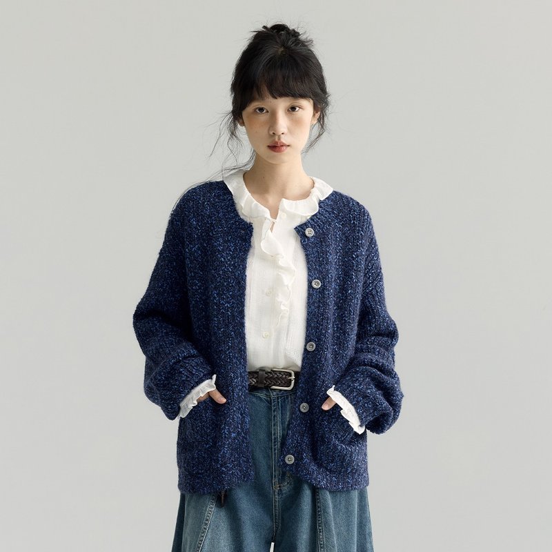 圆领花纱开衫|针织衫|两色|秋款|Sora-1903 - 女装针织衫/毛衣 - 其他人造纤维 多色