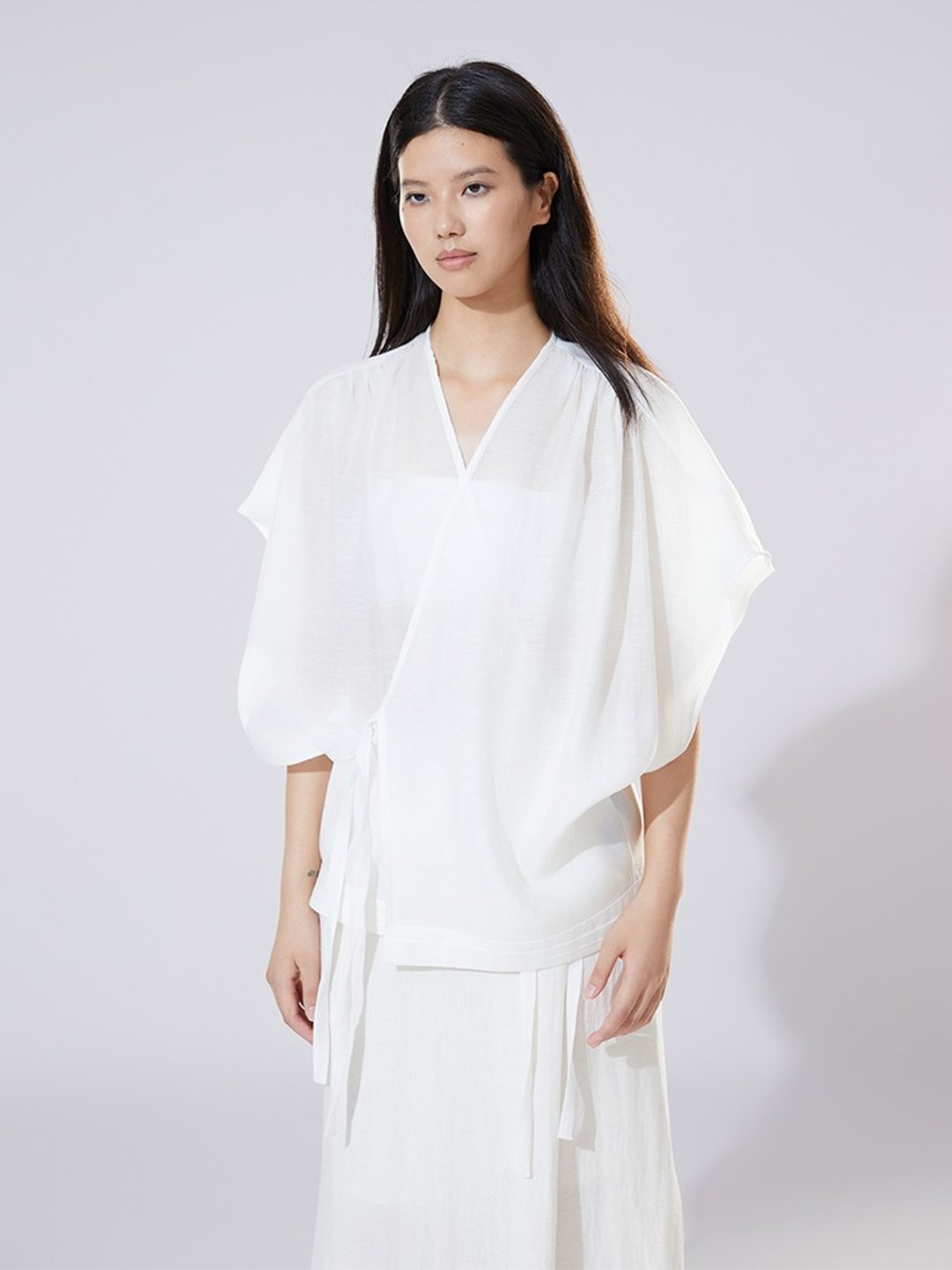新中式绑带衬衫女夏季上衣 - 女装衬衫 - 其他材质 黑色