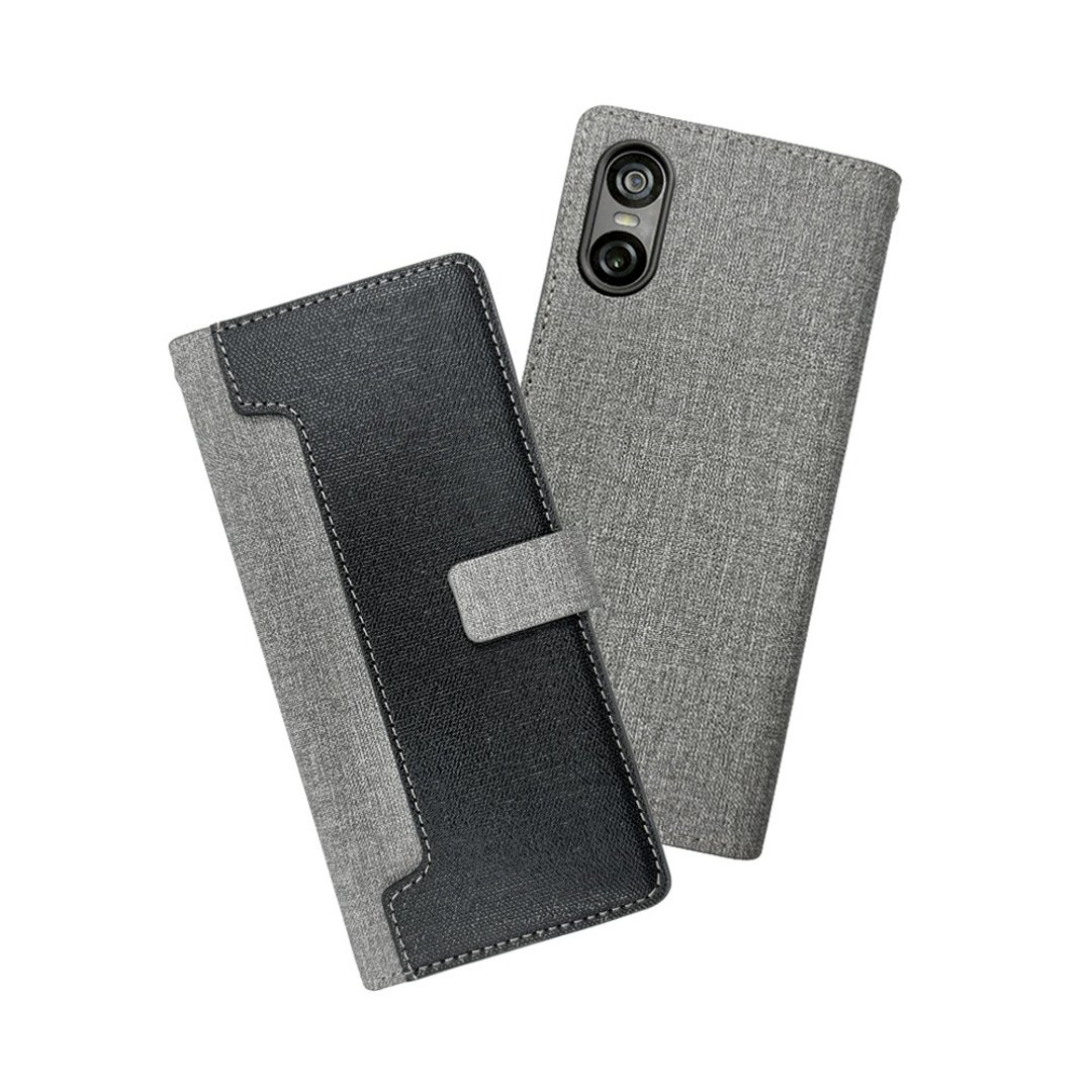 CASE SHOP SONY Xperia 10 VI 前收纳侧掀皮套-黑 - 手机壳/手机套 - 人造皮革 黑色