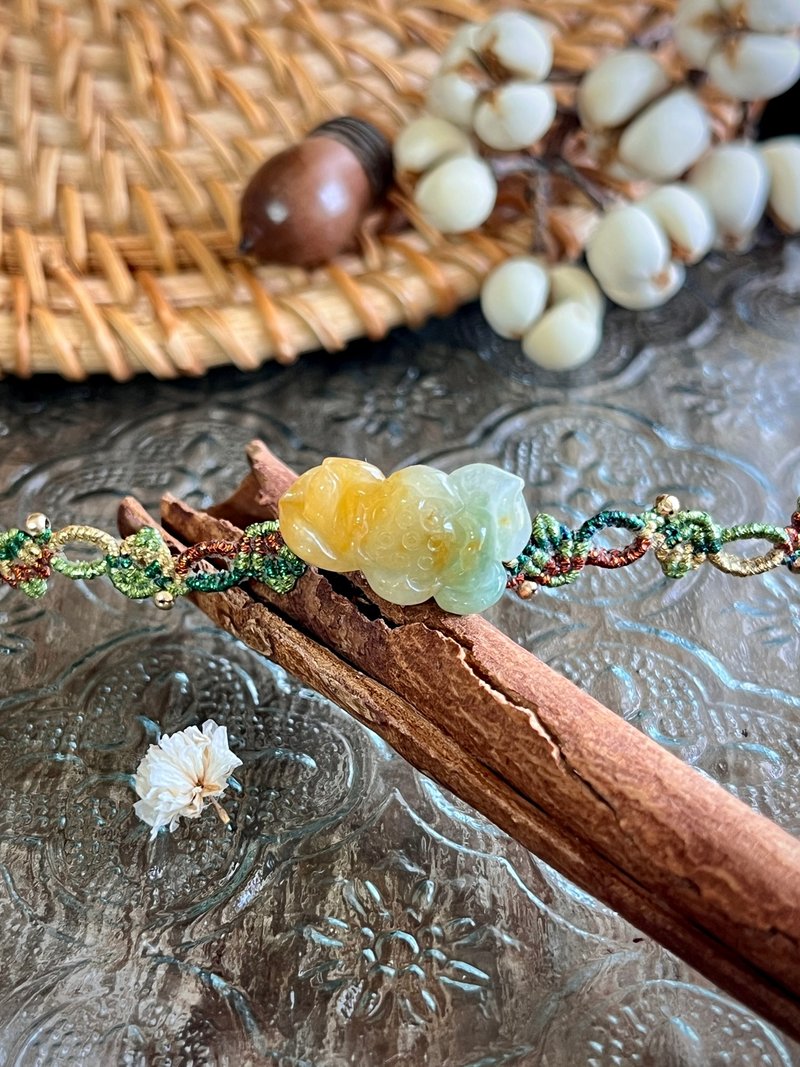 荷香清欢-翡翠设计手环 - 手链/手环 - 玉石 黄色