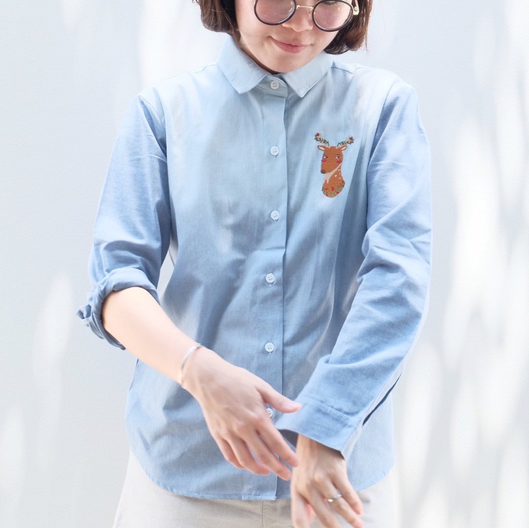 Basic Shirt : light-blue Oxford Jean - 女装上衣 - 其他材质 蓝色