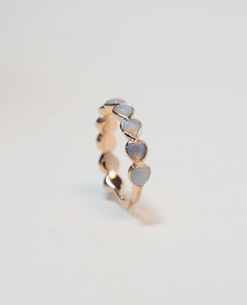 心形蛋白石半永恒戒指 - 戒指 - 其他金属 白色