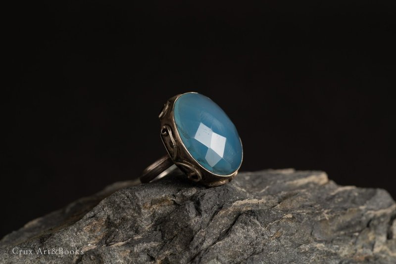 【CRUXART】西洋首饰珠宝-轻奢小品-Bakelite蓝宝银戒-欧洲 - 戒指 - 银 蓝色