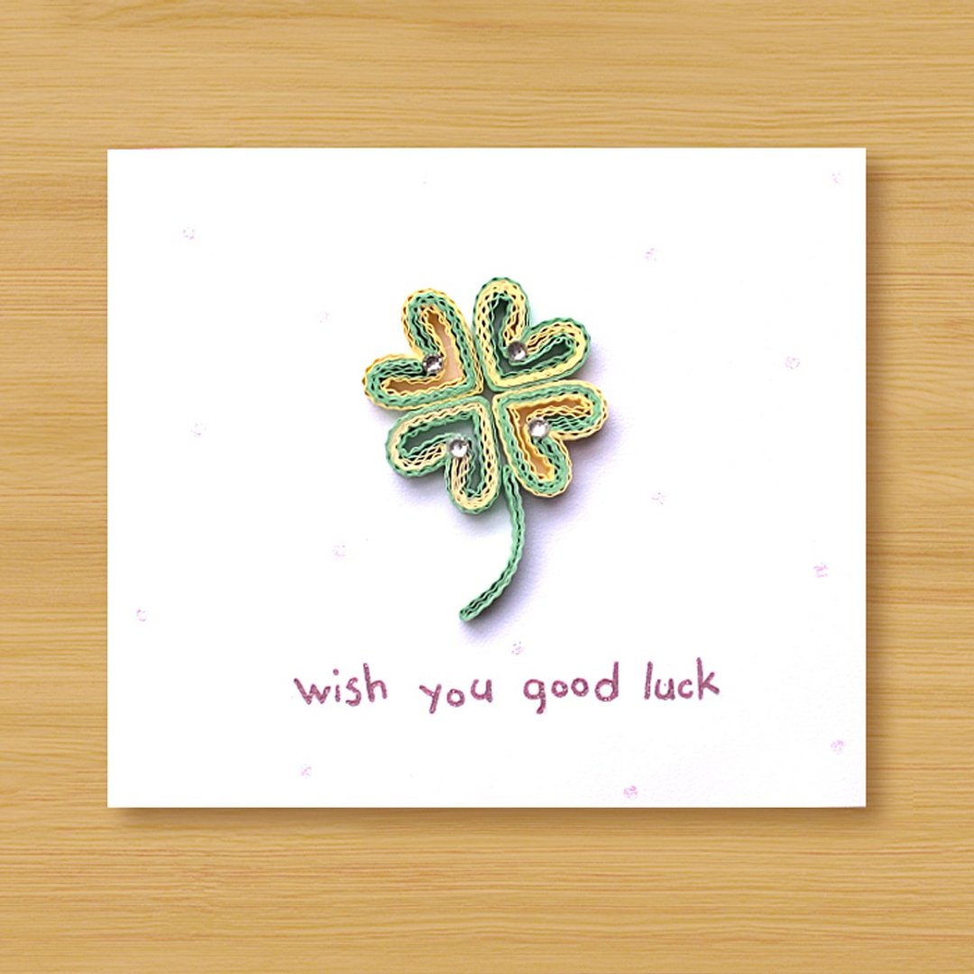 ( 2款供选择 ) 手工卷纸卡片 _ 幸运草 Wish you good luck - 卡片/明信片 - 纸 绿色