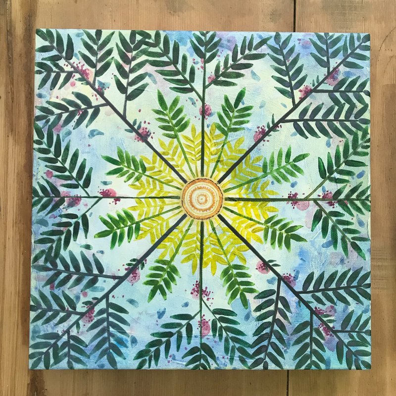 千手观音树/手绘 曼陀罗 山黄麻 台湾原生种 大树 森林 - 海报/装饰画/版画 - 棉．麻 蓝色