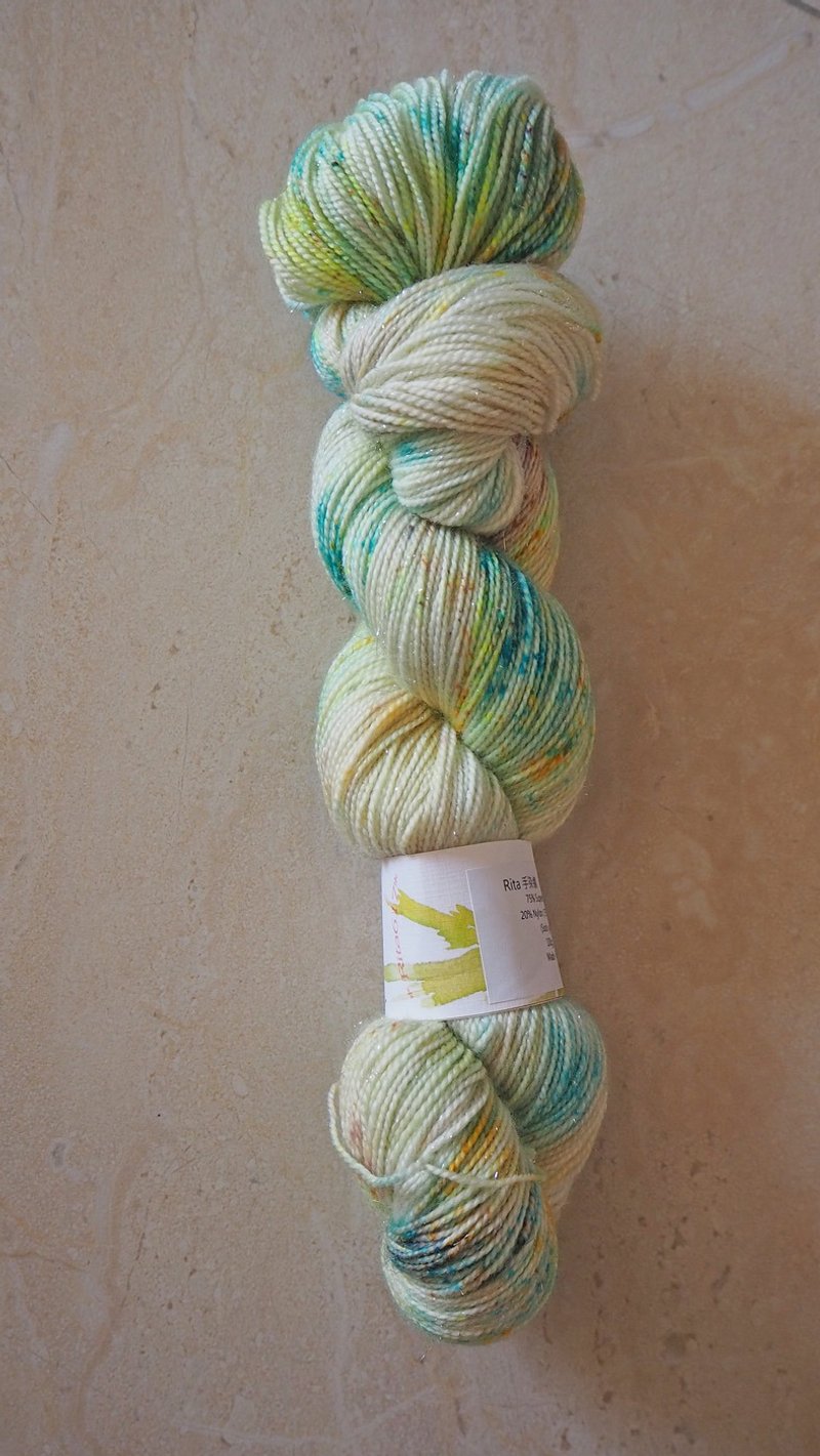 手染线。绿粉蝶(火花) - 编织/刺绣/羊毛毡/裁缝 - 羊毛 