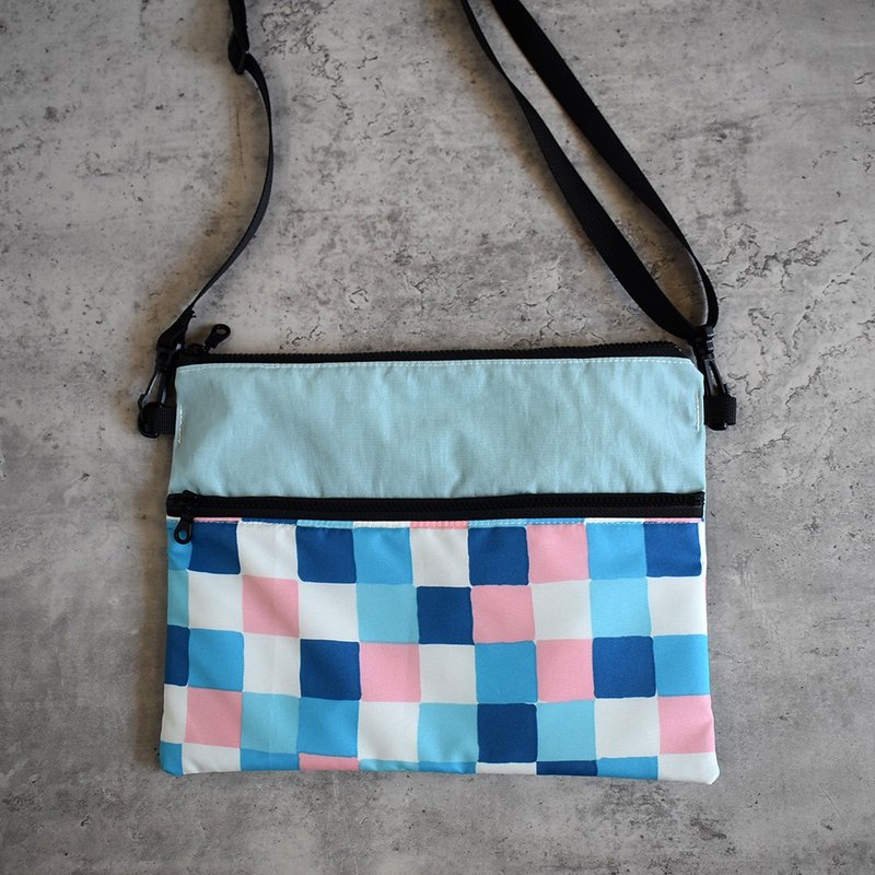 旅行防水斜背包/侧背袋_格子 - 侧背包/斜挎包 - 尼龙 粉红色