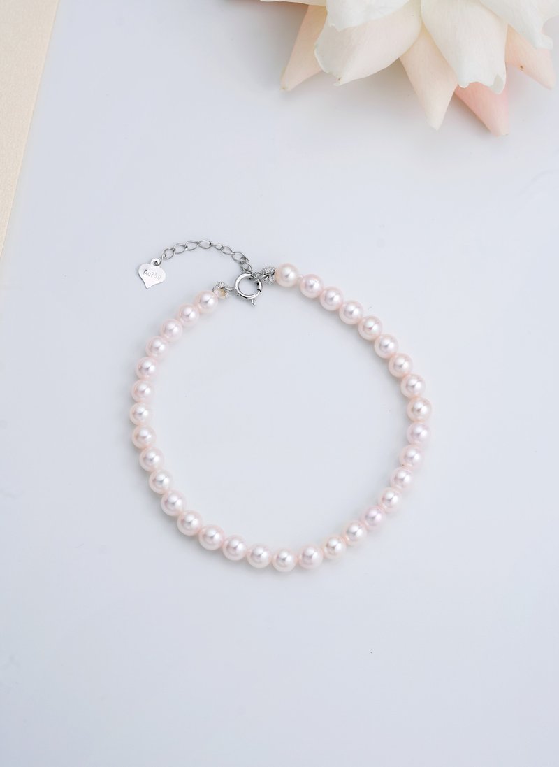 Akoya 粉光全珠 18K金 手链 - 手链/手环 - 珍珠 金色