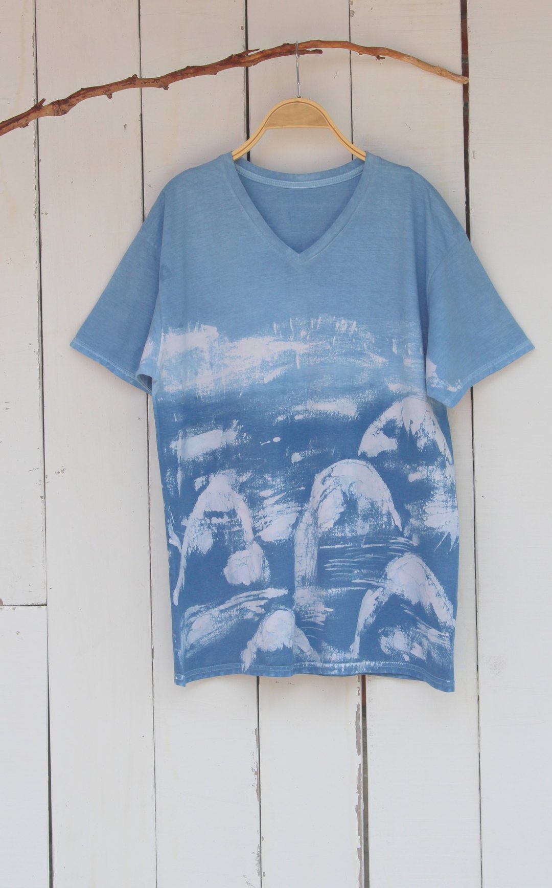 自在染isvara 手工蓝染 共生系列 山神 纯棉T-shirt - 中性连帽卫衣/T 恤 - 棉 蓝色