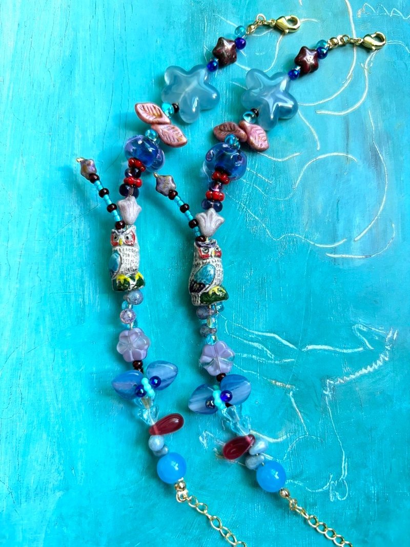 【魔法貓頭鷹】捷克珠手鍊 - 手链/手环 - 玻璃 多色