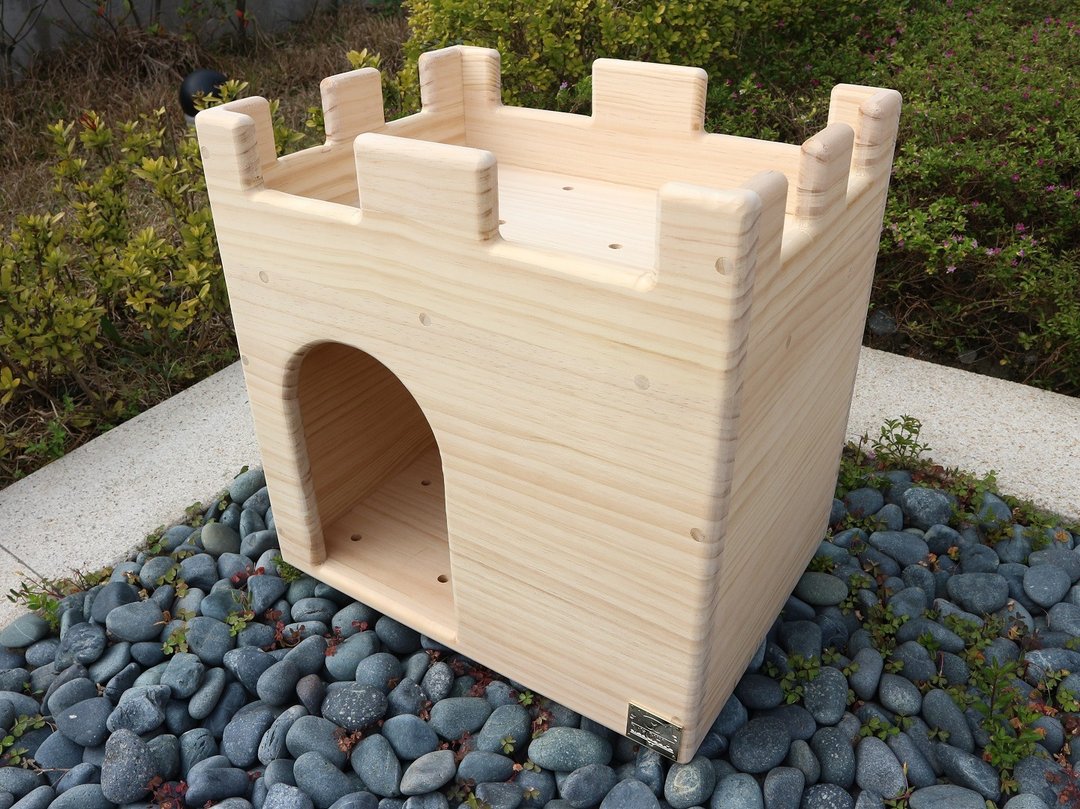 【W502】MiCHA 梦工房 - 乐高概念猫跳台 - 城堡小屋 - 玩具 - 木头 金色