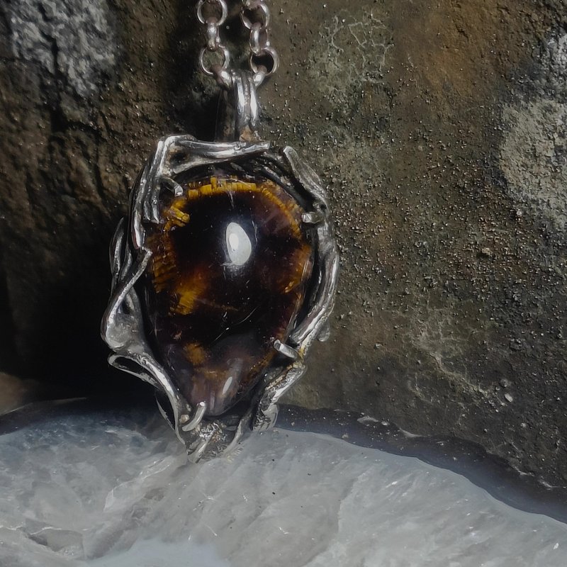 天眼紫钛银吊墬 - 项链 - 宝石 紫色