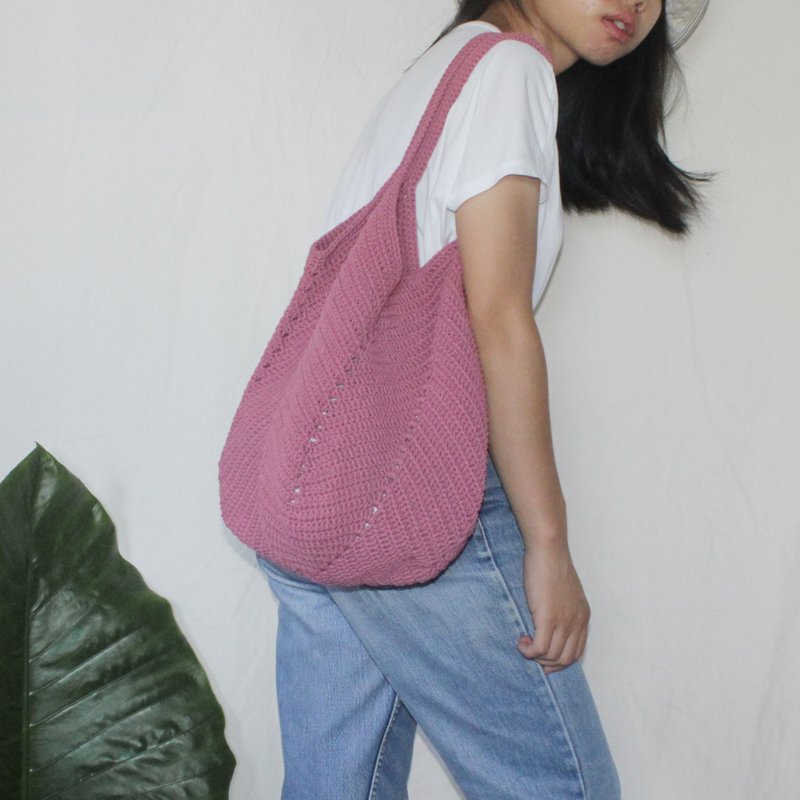 Dark Moderate Pink Tote bag ,Market bag ,Crochet bag ,Shopping bag - 其他 - 棉．麻 粉红色
