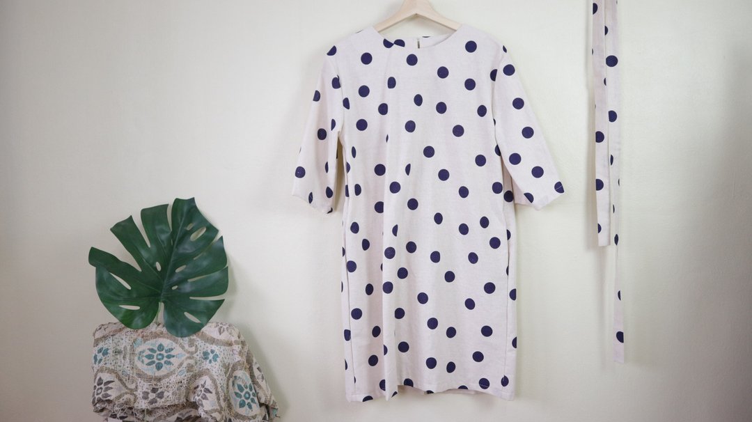 Mainichi miru dress (polka dot) - 洋装/连衣裙 - 棉．麻 