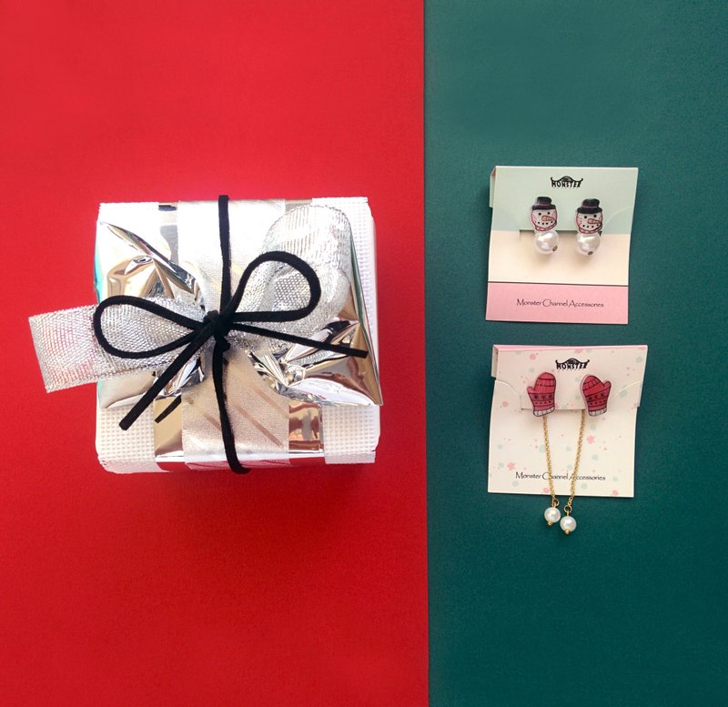 圣诞礼物-耳环或胸针2入组合- CM-001 - 耳环/耳夹 - 压克力 