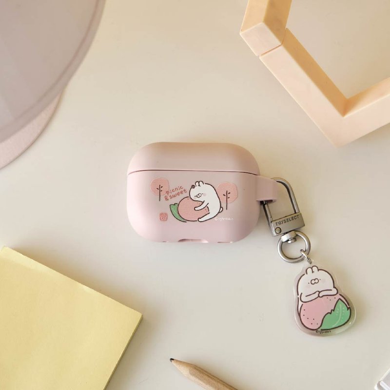 丑白兔怀抱甜桃强悍防摔AirPods保护套(附吊饰) - 耳机收纳 - 塑料 多色