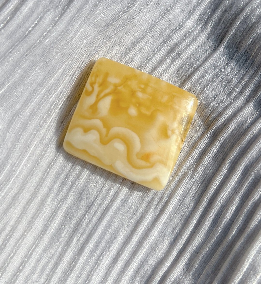 俄罗斯天然金白蜜蜡方块裸石 - 项链 - 半宝石 多色