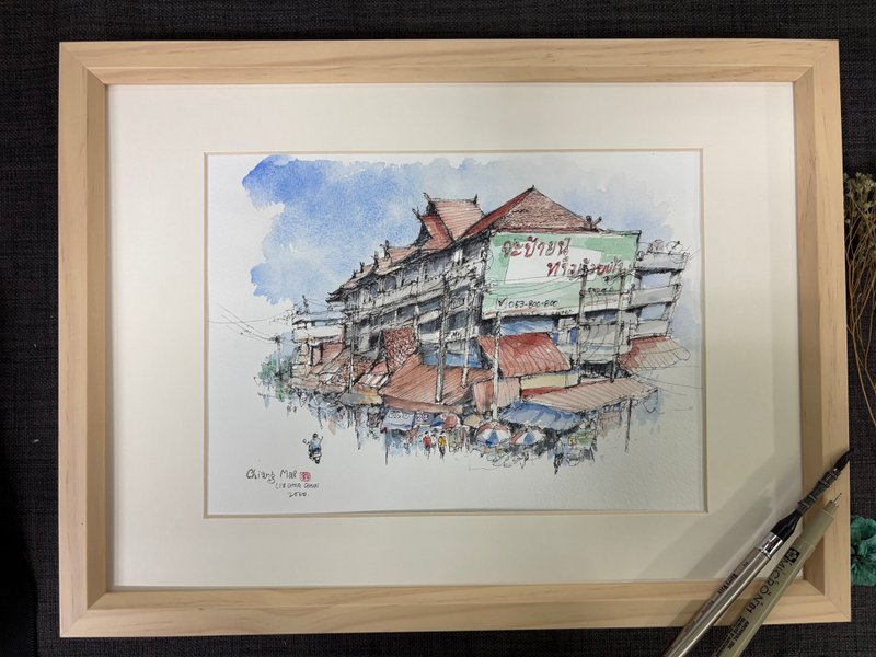 清迈市场-手绘原创淡彩画 - 海报/装饰画/版画 - 纸 