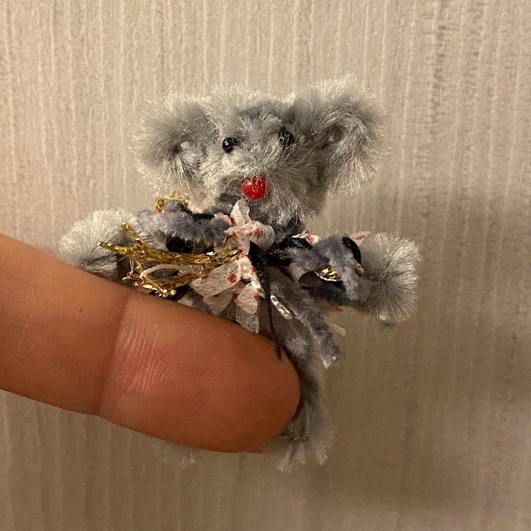 红鼻小熊 5cm bear灰-毛根扭扭棒手作/娃娃宠物玩偶 - 其他 - 其他材质 灰色