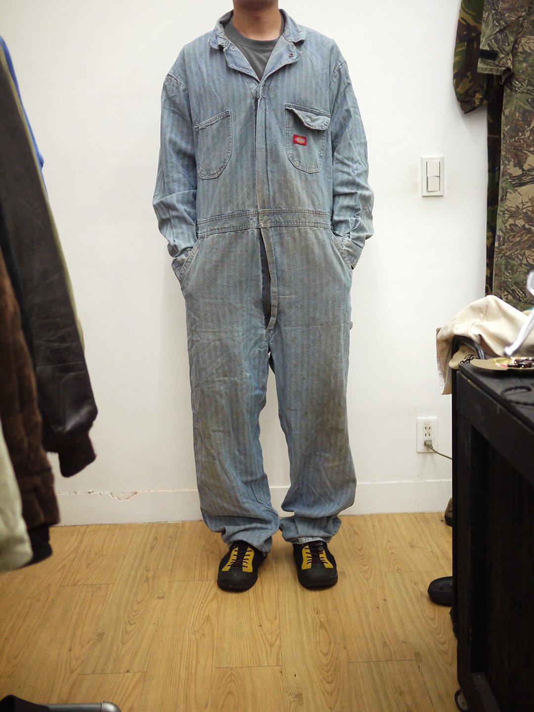 DICKIES HBT 人字纹 连身工作服 古着 coveralls 二手 - 背带裤/连体裤 - 棉．麻 蓝色