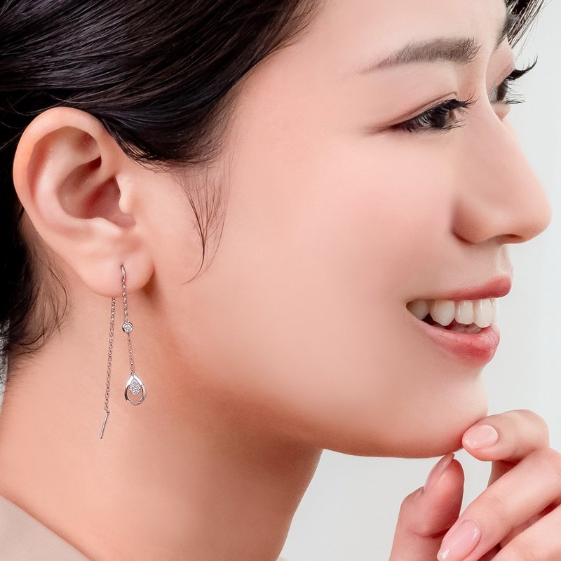 京华钻石 钻石耳环 18K金 共0.16克拉 流光滴影 - 耳环/耳夹 - 钻石 