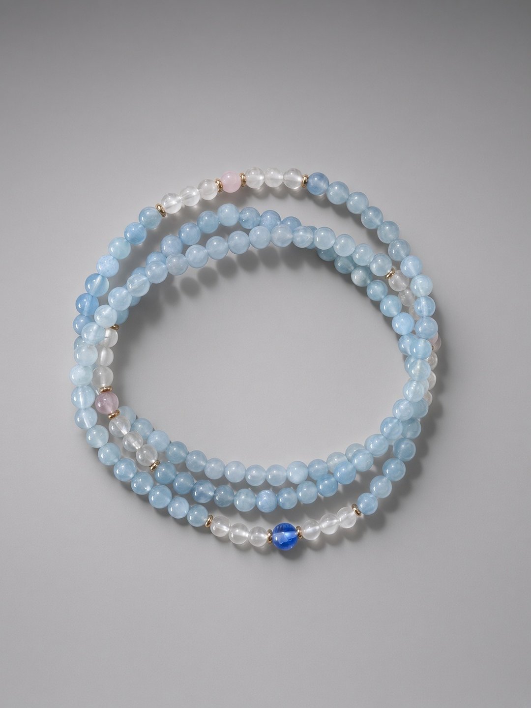 佛系 | 108 念珠 108 Beads  海蓝宝 粉晶 月亮石 药师咒 - 手链/手环 - 水晶 