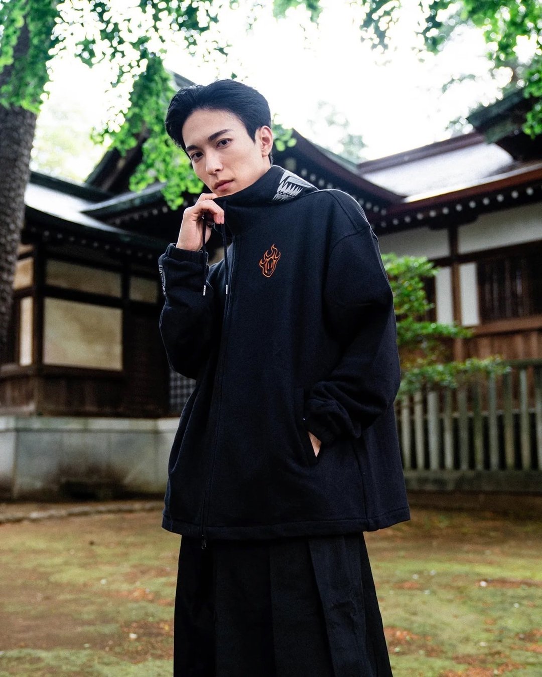 【XRAGE X 死神BLEACH联名】黑崎一护刺绣连帽外套 hooded jacket - 男装外套 - 棉 黑色