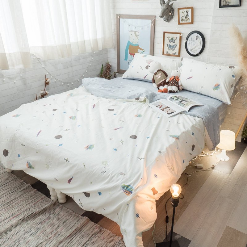 童话星球 100%精梳棉 床包组 台湾制造 - 寝具 - 棉．麻 白色